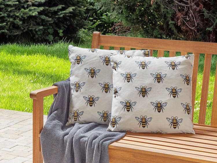 Gartenkissen 2er Set CANNETO Tiermuster 45 x 45 cm Beige