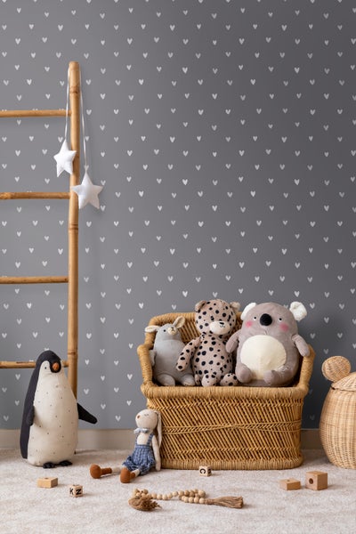 Walls4You Tapete Konfetti Herzen Dunkelgrau - 0,53 x 10,05 m - 935283