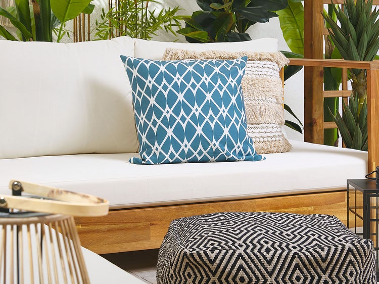 Gartenkissen 2er Set ANAGNI Geometrisches Muster 45 x 45 cm Blau