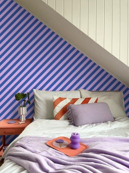 ESTAhome Tapete Streifen Violett und Königsblau - 53 cm x 10.05 m - 139957