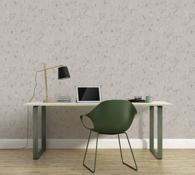 A.S. Création Tapete mit feiner Struktur Grau, Beige, Silber und Metallfarbe - 53 cm x 10.05 m - AS-393873