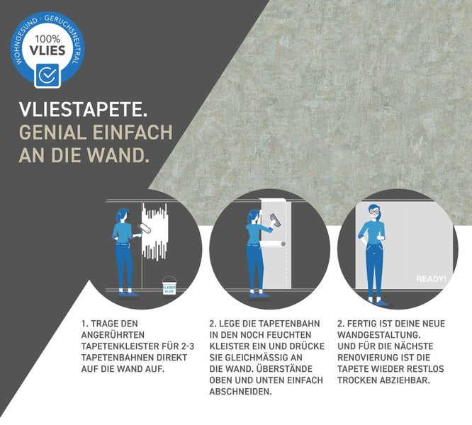 Anleitung zum Anbringen von Vliestapeten an der Wand