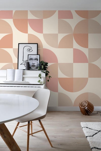 ESTAhome Fototapete geometrische Formen Beige und Rosa - 2.5 x 2.79 m - 159387
