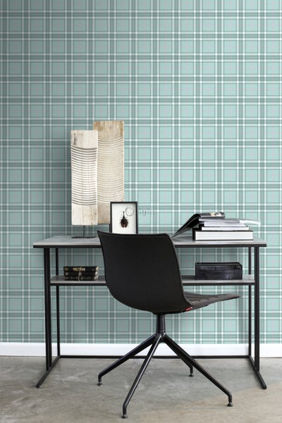 Origin Wallcoverings Tapete Karomuster Seladongrün - 53 cm x 10,05 m - 347469