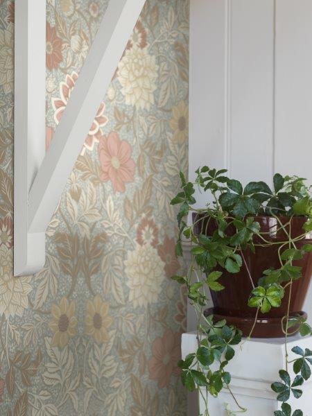 Borastapeter Tapete Blumenmuster im Jugendstil Graublau - 53 cm x 10.05 m - 660402