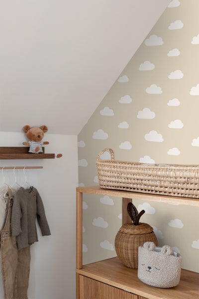 ESTAhome Tapete kleine Wolken Beige - 53 cm x 10.05 m - 139559