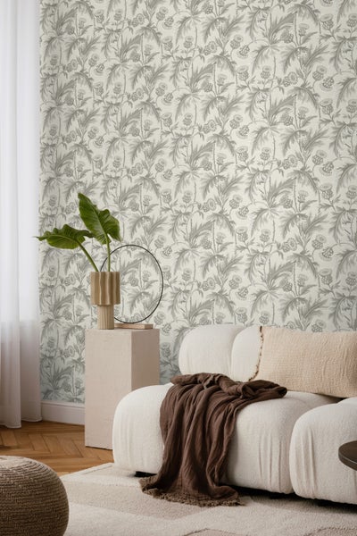 Borastapeter Tapete Blätter Grau - 53 cm x 10.05 m - 660973