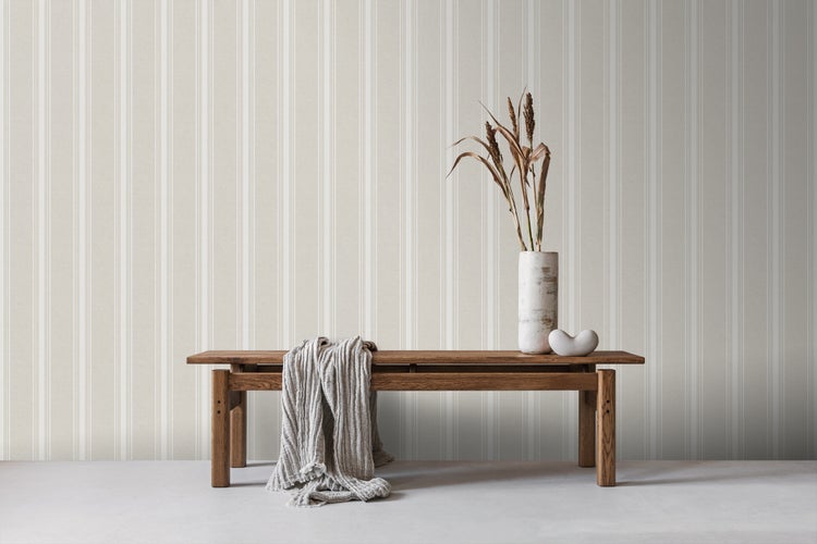 Sanders und Sanders Tapete Streifen Beige und Weiß - 53 cm x 10 m - 640204