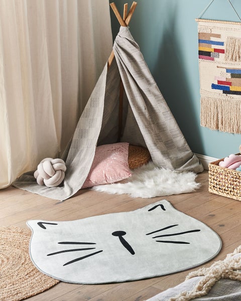 Kinderteppich KITTY Grau ø 100 cm