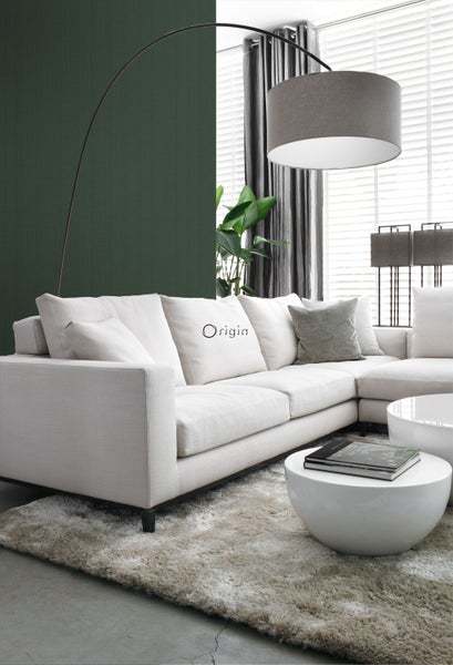 Origin Wallcoverings Tapete Gewebeoptik Dunkelgrün - 53 cm x 10.05 m - 347626