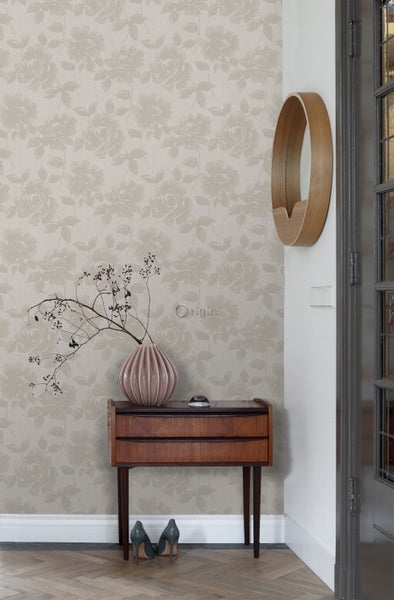 Origin Wallcoverings Tapete Rosen Helltaupe - 53 cm x 10.05 m - 347028