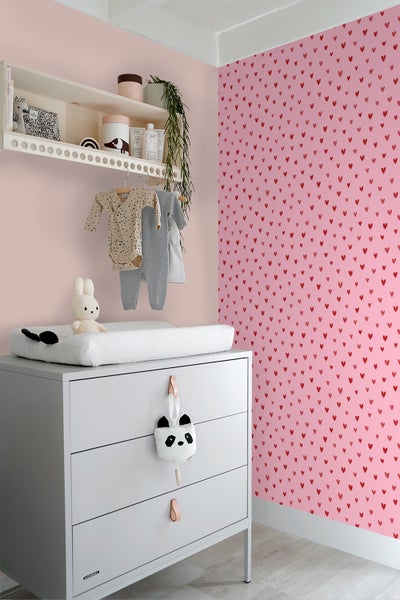 ESTAhome Tapete Herzchen Rosa und Rot - 50 x 900 cm - 131633