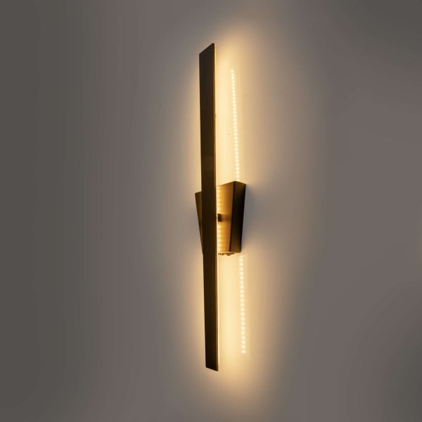 LED Wandleuchte TREVOR schwarz,  Wandlampe Metall und Kunststoff in Schwarz,, mit fest verbauten LEDs, Wandbeleuchtung innen 62 x 10 x 4,5 cm