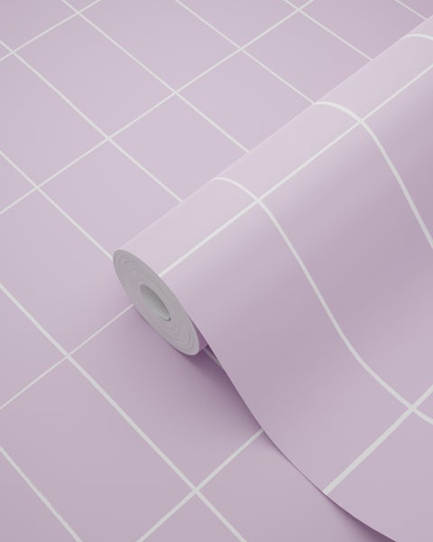 ESTAhome Tapete kleine Fliesen Violett und Weiß - 53 cm x 10.05 m - 139961
