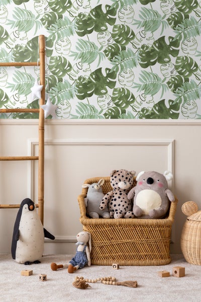 Walls4You Tapete tropische Blätter Grüngrau - 53 cm x 10.05 m - 935294