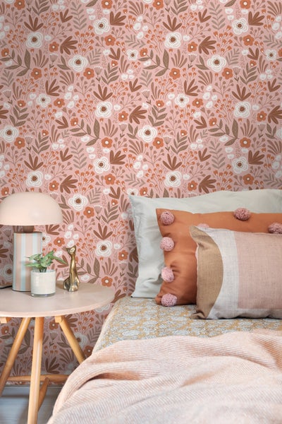 ESTAhome Tapete Blumen Terrakottarosa - 50 x 900 cm - 131069
