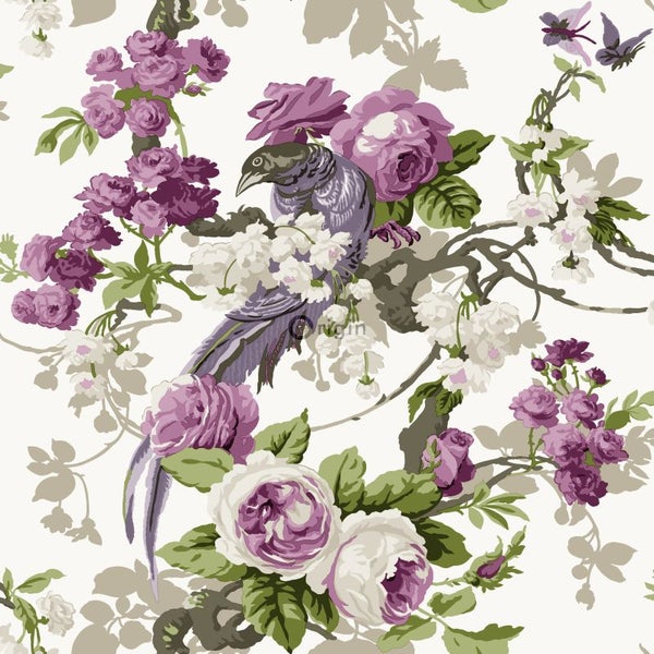 Origin Wallcoverings Tapete Paradiesvögel Lila - 53 cm x 10.05 m - 326152