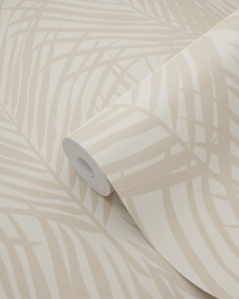 ESTAhome Tapete Palmblätter Hellbeige - 53 cm x 10.05 m - 139430