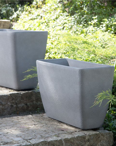 Set mit 2 Blumentöpfen BARIS Stein 60/74 cm Grau