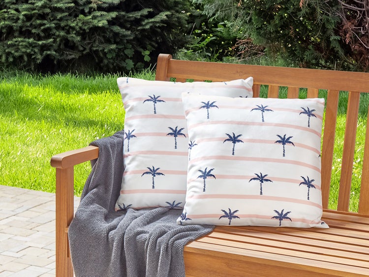 Gartenkissen 2er Set MOLTEDO Streifenmuster 45 x 45 cm Weiß