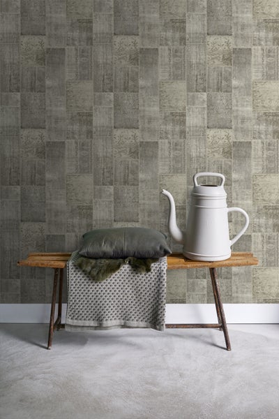 ESTAhome Tapete Kelim-Patchwork Taupe - 53 cm x 10.05 m - 148331