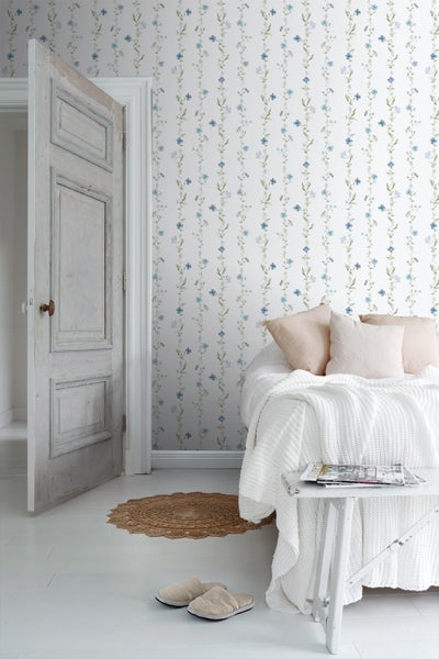 Sanders und Sanders Tapete Blumen Blau und Weiß - 53 cm x 10 m - 640171
