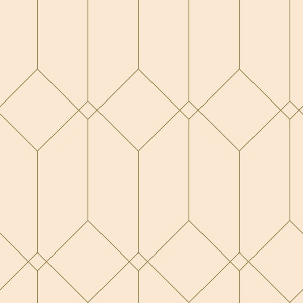 ESTAhome Tapete Art Decó Muster Gold und Beige - 53 cm x 10.05 m - 139747