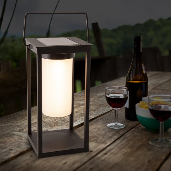 LED Camping-/Sockelleuchte h: 28cm , für Außen, Sockelleuchte - Metall und Kunststoff in Schwarz, mit integrierter LED