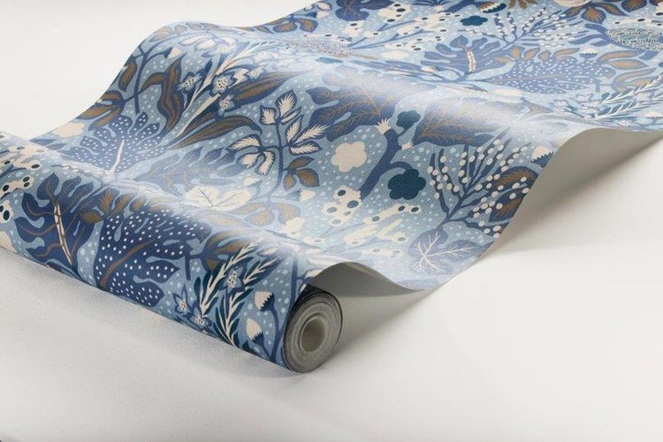Borastapeter Tapete Blätter Graublau - 49 cm x 10.05 m - 660830