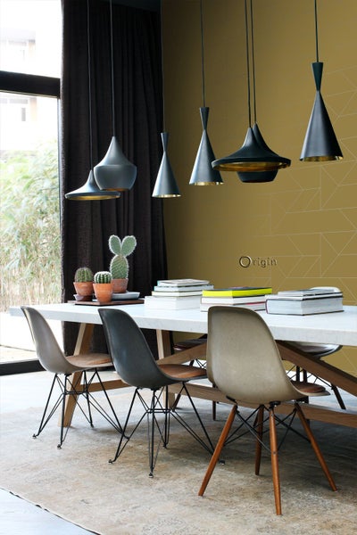 Origin Wallcoverings Tapete grafische Linien Ockergelb - 53 cm x 10.05 m - 347723