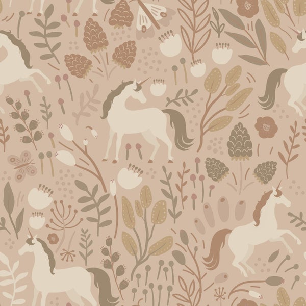 ESTAhome Tapete Einhörner Sandbeige - 53 cm x 10.05 m - 139875
