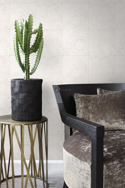 Origin Wallcoverings Tapete Querschnitte von Baumstämmen Elfenbeinweiß - 53 cm x 10.05 m - 347546