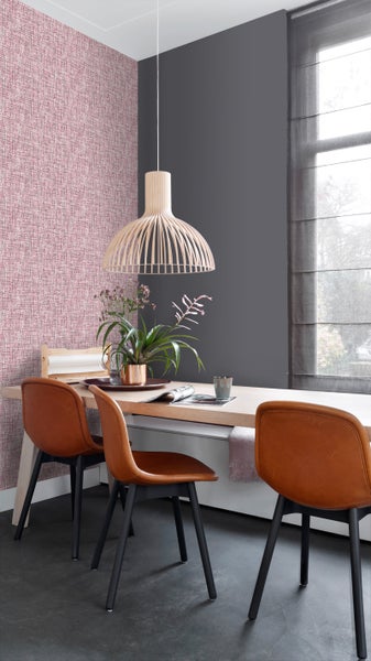 ESTAhome Tapete Leinen-Optik Burgunderrot - 53 cm x 10.05 m - 148663