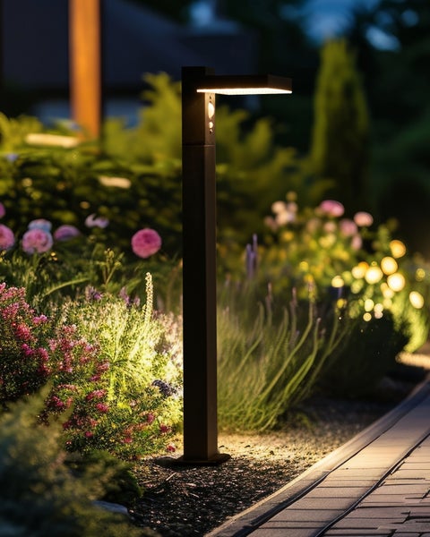 Solar LED Pollerleuchte POPLAR mit Bewegungsmelder Schwarz