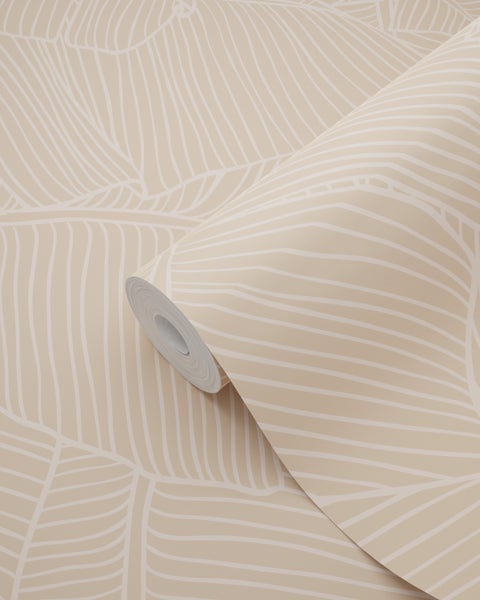 ESTAhome Tapete Blätter Sandbeige - 50 x 900 cm - 130932