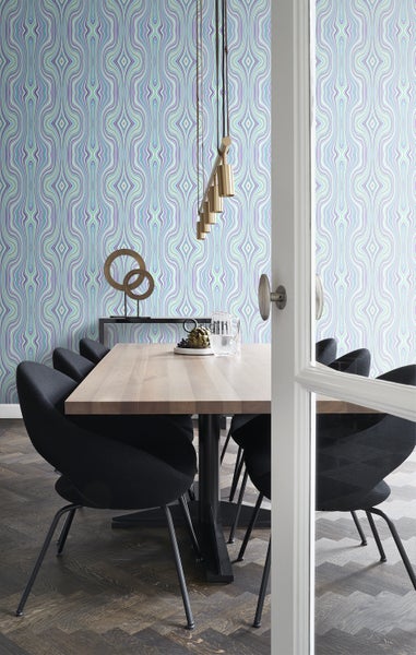 Origin Wallcoverings Tapete grafische Linien Türkis und Lila - 53 cm x 10.05 m - 347226