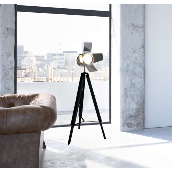Stehleuchte Dreibein HOLLY, Stehlampe aus Metall in Schwarz, mit E27-Fassung, 100-140 cm hoch, Leuchte für Wohnzimmer, Esszimmer oder Büro