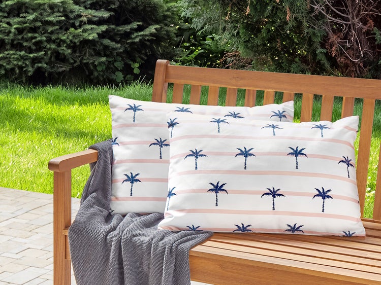 Gartenkissen 2er Set MOLTEDO Streifenmuster 40 x 60 cm Weiß