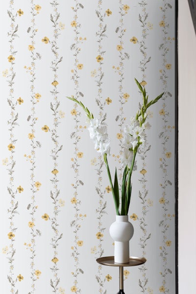 Sanders und Sanders Tapete Blumen Gelb und Weiß - 53 cm x 10 m - 640172