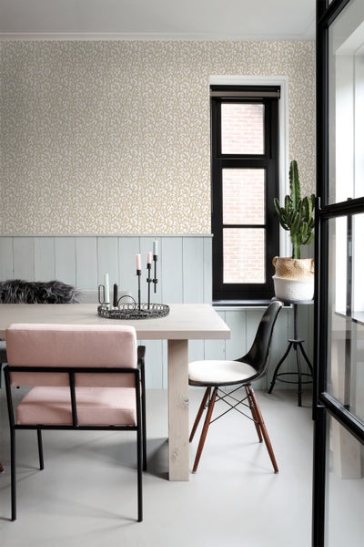 ESTAhome Tapete Koralle Beige und Weiß - 50 x 900 cm - 131009