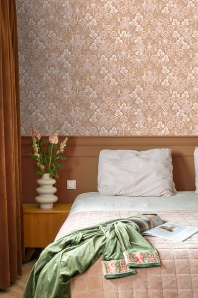 ESTAhome Tapete Blumenmuster im Jugendstil Terrakottarosa - 50 x 900 cm - 130971