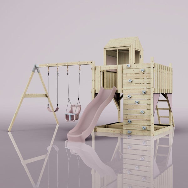 PolarPlay Spielturm Thea aus Holz in Rosa,