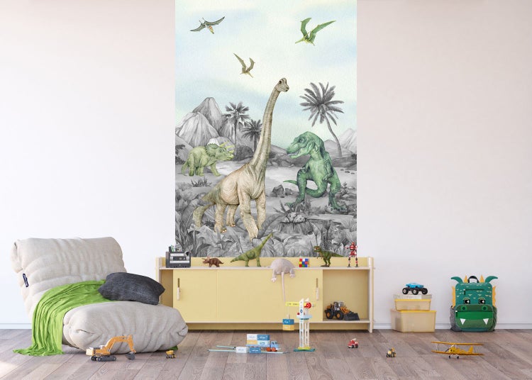 Wandbild mit Dinosaurier-Motiv im Kinderzimmer