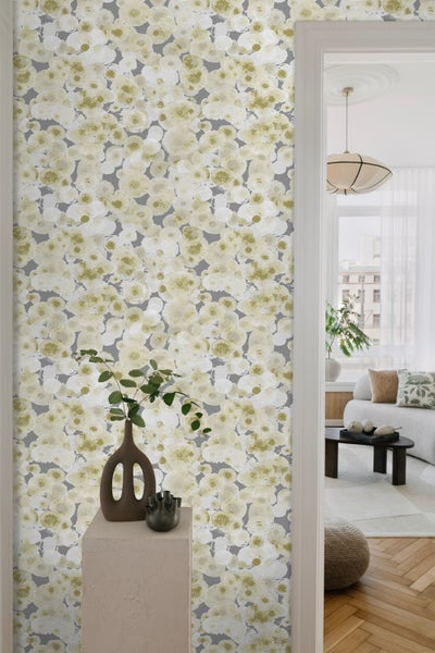 Sanders und Sanders Tapete Aquarellblasen Khakigrün und Grau - 53 cm x 10 m - 640018