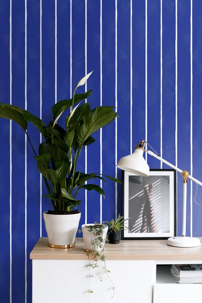 ESTAhome Tapete Streifenmuster Blau und Weiß - 50 x 900 cm - 131312