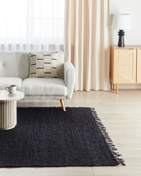 Teppich Jute schwarz 200 x 300 cm Kurzflor SINANKOY