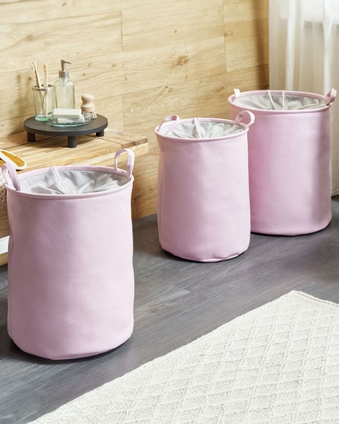 Textilkorb mit Kordelzug rosa 3er Set ARCHA