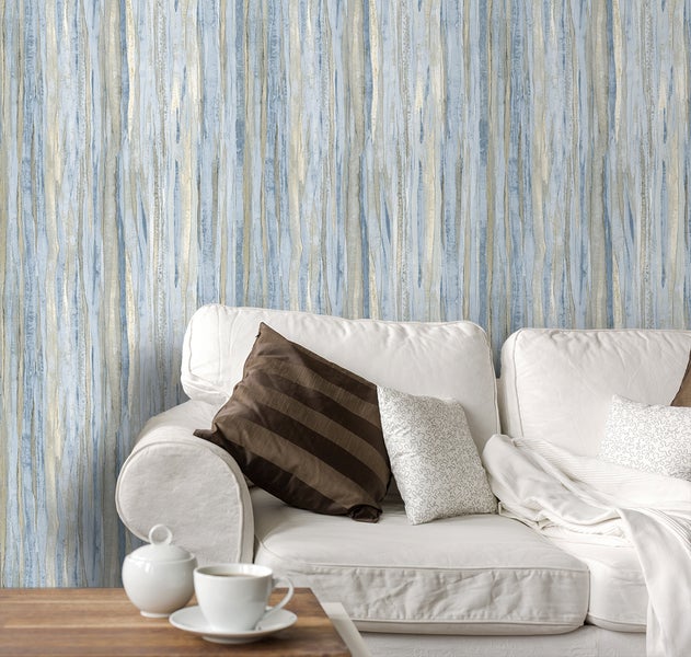 Sanders und Sanders Tapete Streifen Blau und Beige - 53 cm x 10 m - 640023