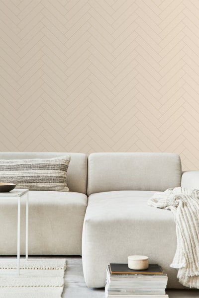 ESTAhome Tapete Fischgrätmuster Beige - 50 x 900 cm - 139779