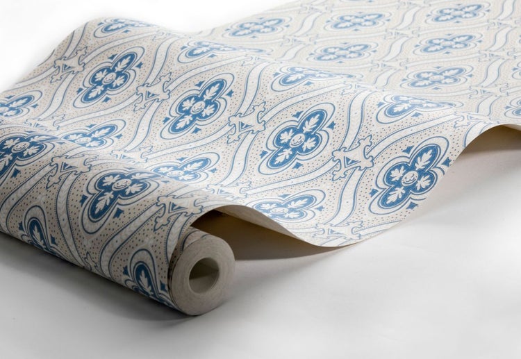 Borastapeter Tapete Retro-Ornamente Blau und Grau - 53 cm x 10.05 m - 660065